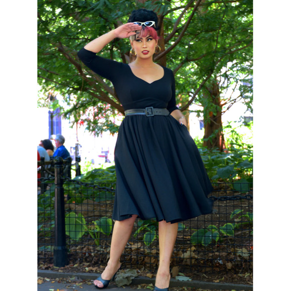Laura Byrnes Women's Pinup Priscilla Swing Dress in Black Size Medium - Picture 1 of 14